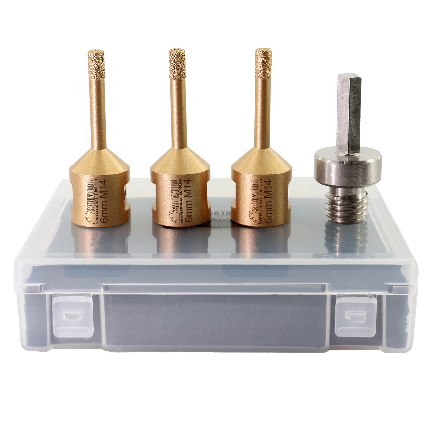 SHDIATOOL Diamond Core Drill Bit,Hole Saw Cutter 6/6/6MM and HEX Shank Adapter for Concrete Granite Marble Porcelain Tile Masonry Brick,4PCS