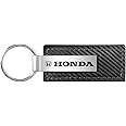 Au-TOMOTIVE GOLD Carbon Fiber Rectangular Leather Key Chain for Honda (Black)