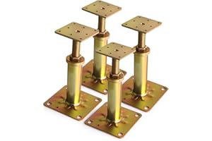 Duvecfoi 4 Pcs Adjustable House Floor Jack Posts for Support, 6.5" - 8.5" Height Screw Jack, Each Supports 2000-4500 Lbs, DIY House Jacks Ideal for Basement, Stairs and Crawl Space Stabilization, Gold
