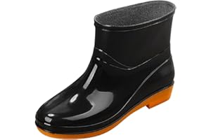 Womens Ankle Rain Boots Lightweight Waterproof Non Slip Rubber Rain Boots Ladies Slip On Outdoor Garden Shoes