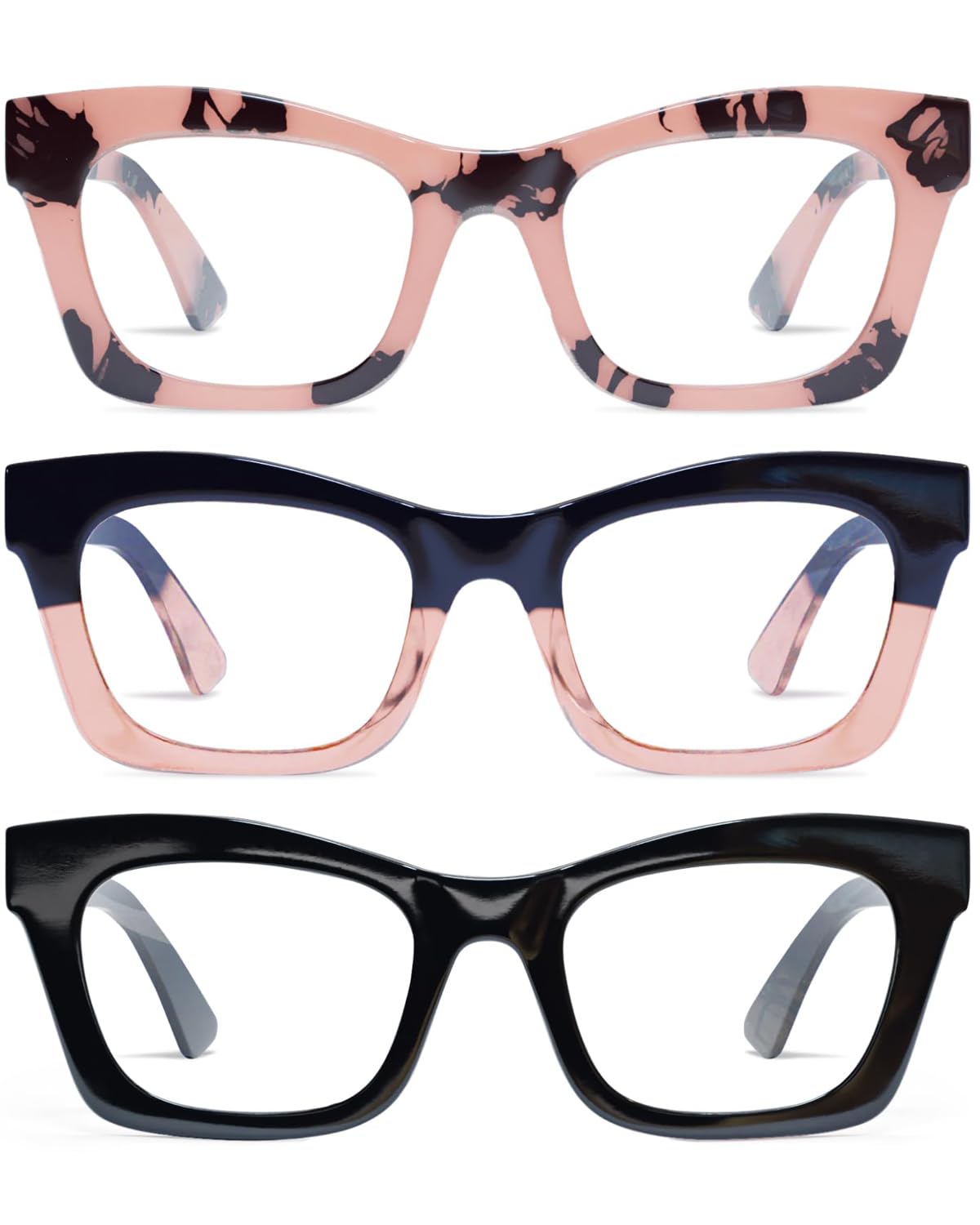 Photo 1 of Hubeye Oprah Style Reading Glasses for Women Men Blue Light Blocking Computer Square Readers with Spring Hinge +1.25