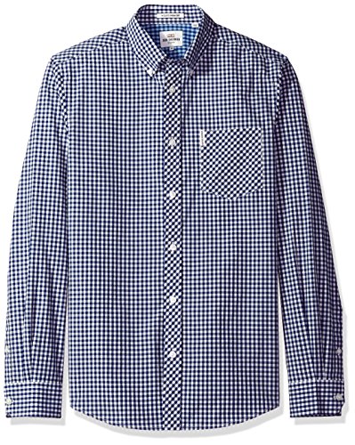 Ben sherman men s longsleeve core gingham, blue depths,…