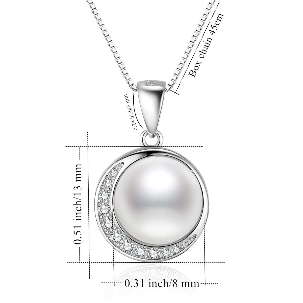 J.Vénus Collana Argento sterling 925 Zircon con un grande perla Buon regalo per amore