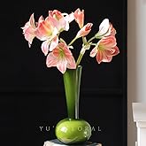 AtHomeYuyue 21.5" Artificial Amaryllis Flowers 3pcs Pink Fake Silk Flowers Faux Belladonna Lily for Home Office Hotel Decoration Wedding Centerpiece Bouquet(3pcs,Pink)