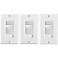 Leviton 3-Pack SureSlide Dimmer Switch for Dimmable LED, Halogen and Incandescent Bulbs, 6674-3PK, White