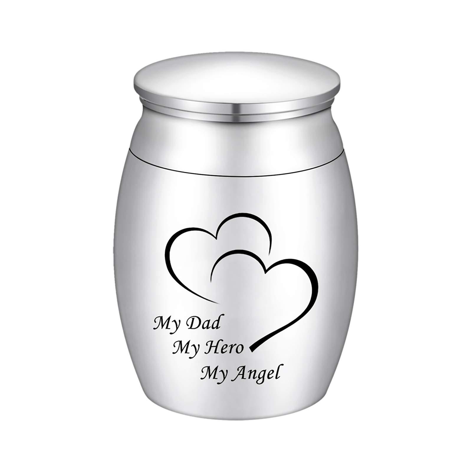 Dletay Small Cremation Keepsake Urns for Human Ashes Mini Cremation Urn Small Funeral Urns for Ashes Stainless Steel Cremation Funeral Urn-My Dad My Hero My Angel