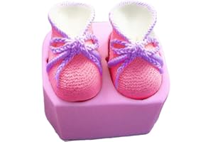 MOLDFUN 3D Baby Bootie Silicone Fondant Mold Knitted Baby Shoes Cake Decorating Tools DIY Mould Candle Soap Clay Mold