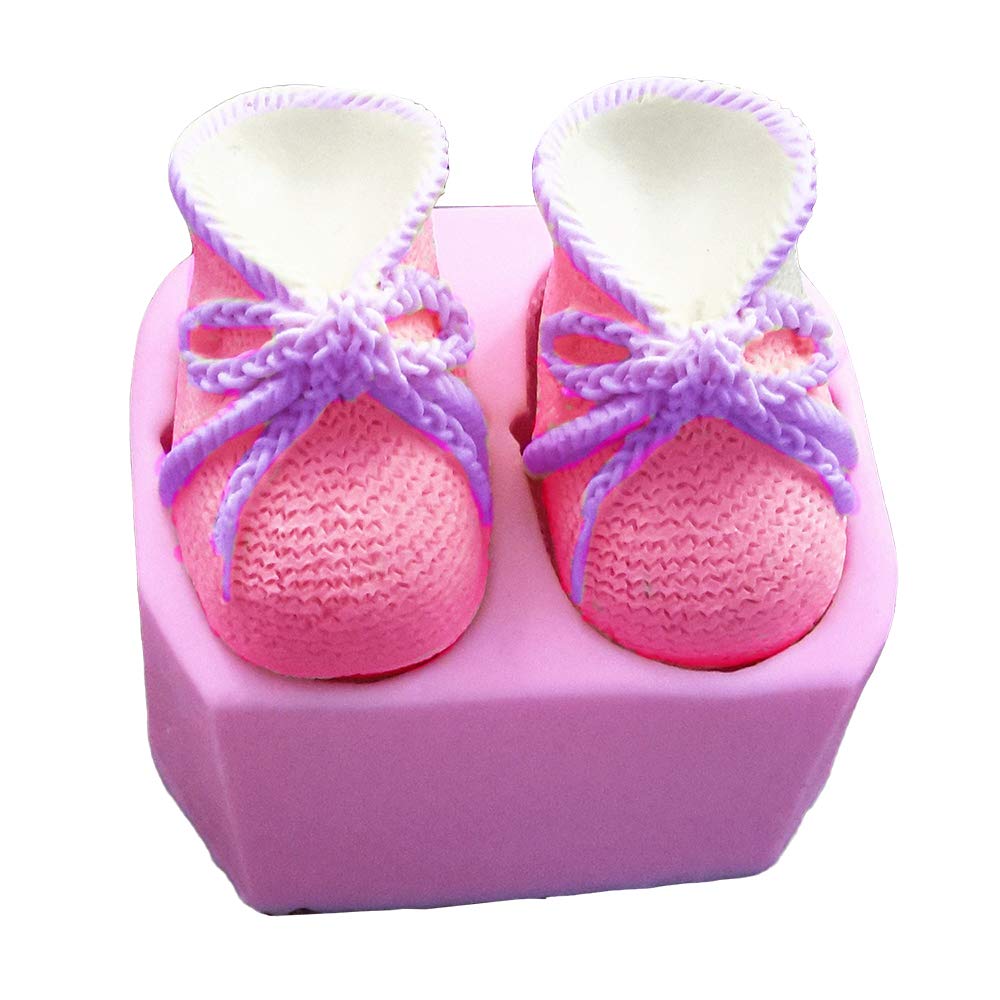 3D Baby Bootie Silicone Fondant Mold Knitted Baby Shoes Cake Decorating Tools DIY Mould Candle Soap Clay Mold