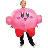 Disguise Kirby Inflatable Costume For Kids, Official Kirby Inflating Jumpsuit And Fan Up To Kid's Medium