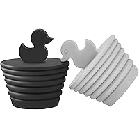 Universal Tub Drain Stopper 2Pcs for Bathtub and Bathroom Sink Drains, Black and Gray Drain Plug (Patented Product)
