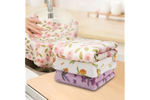 3 Pack Kitchen Cloth,Dish Towels,Microfiber Cleaning Cloths,Premium Coral Fleece Nonstick Oil Washable Fast Drying Cloths for
