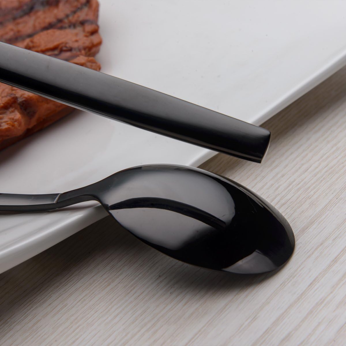  | Berglander 20 Piece Titanium Black Plated Stainless Steel Flatware Set, 20 Pieces Black Silverware Set, Black Cutlery Set, Service for 4 (shiny Black): Flatware