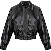 Vamtac Cropped Leather Jacket Men Y2k Faux Racing Bomber Moto Zip up Coat Streetwear Fall 2026