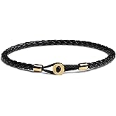 Elegatto Uno Premium Braided Leather Bracelet for Men | Full-Grain Leather with Sterling Silver Polished Stainless Steel Closure | Men’s Designer Bracelets