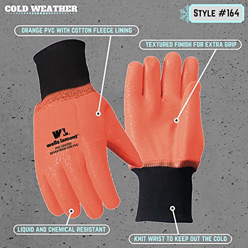 Chemical Resistant Cold Weather Work Gloves, PVC Coated, High