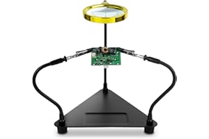 XYK Helping Hands Soldering Station with 80cm 3X Magnifying Glass, 2 Flexible Helping Hand Arms Magnifier and Third Hand Soldering Tool for Electronic Repair Soldering Jewelry Crafts