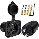 70A Trolling Motor Plug Receptacle Waterproof Heavy Duty 12-48V for 2 or 3-Wire Systems Compatible with Minn Kota Marine Boat (Black)