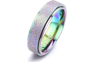 DURSI Spinner Ring for Women Men Fashion Stainless Steel Fidget Ring for Anxiety Sand Blast Finish 6MM / 8MM