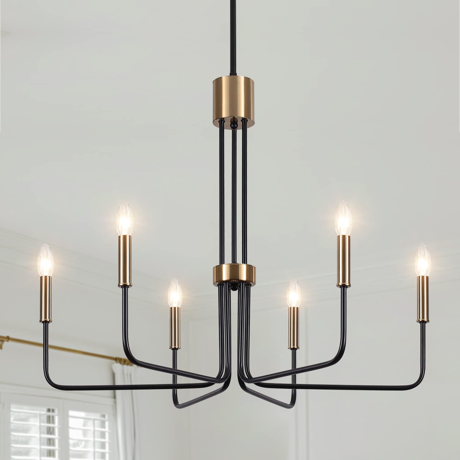 ZemSum 6-Light Modern Farmhouse Chandelier, Black