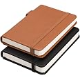 RETTACY A6 Pocket Notebook | 160 Page Hardcover Lined Notepad With Elastic Band & Inner Pocket - Dark Green