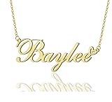 AOLO Baylee Heart Name Necklace 18k Gold Plated