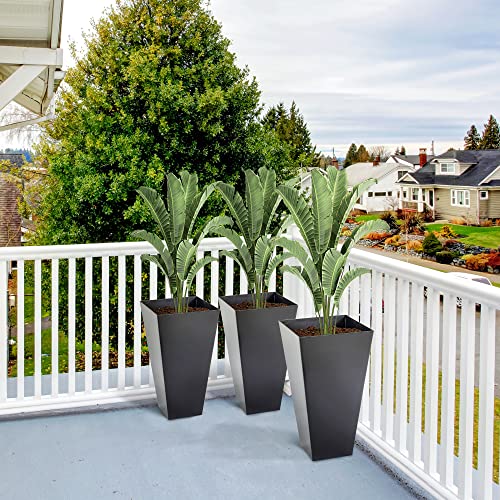 Outsunny 28" Tall Plastic Planters, 3Pack, Large Taper Outdoor