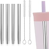 4pcs Metal Straw for Owala Kids 12 OZ Stainless Steel Tumbler, Reusable Stainless Steel Straws Replacement with 2 Cleaning Brushes Compatible with Owala Tumbler Water Bottle, Easy to Clean