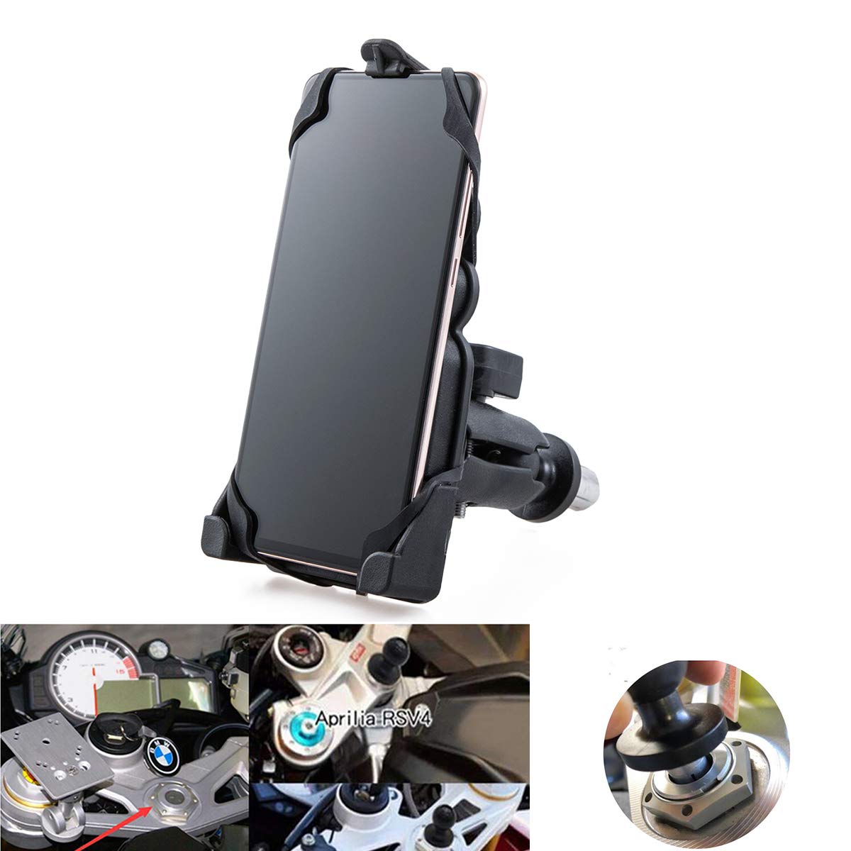 evomosa Motorcycle Phone Holder, Motorbike cell phone Mount fit 3.5 '' - 7.5 '' Smartphone for Motorcycle with Round Hole
