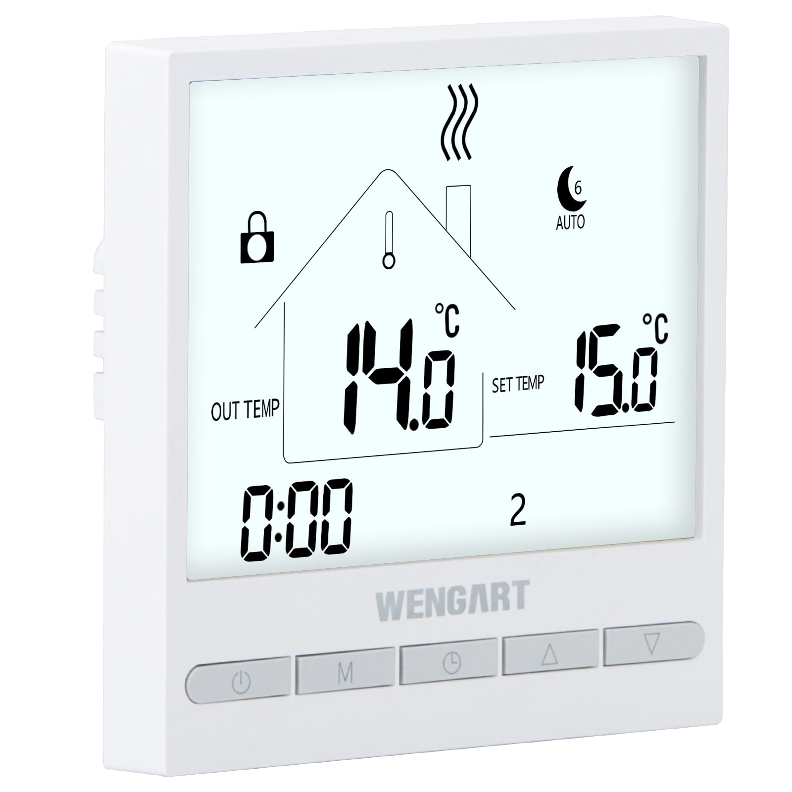 Wengart WiFi Thermostat Underfloor Heating WG376,AC230V 3A 2,4 GHz WiFi Work for Work for Water Underfloor Heating,Alexa Google Home Compatible Thermostat,White