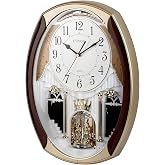 CUYOU Musical Motion Chime Wall Clock with Rotating Pendulum, Decorative Wall Clock, 18 Melodies, Light Sensor, Adjustable Volume for Home, Hotel, Library or Church Decor.
