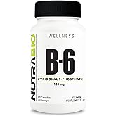 NutraBio Vitamin B6 P5P (Pyridoxal 5-Phosphate) 100mg per Serving, Coenzyme B6 Supplement, 60 Vegetable Capsules