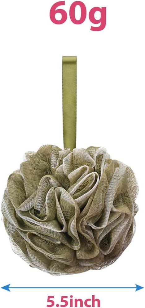 Titanker Bath Loofah Sponge, Shower Sponge Loofahs 60g/pcs Mesh Pouf Soft Body Scrubber Ball, Exfoliating Bath Sponge for Women and Men, Pack of 4, Grey-Pink-ArmyGreen-Green: Health & Personal Care