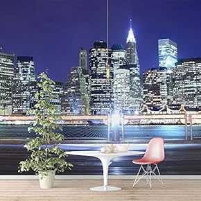 Wall Murals for Bedroom Brooklyn Bridgeand Newyork City Large Removable Wallpaper Peel and Stick Wall Stickers - 66x96 inches
