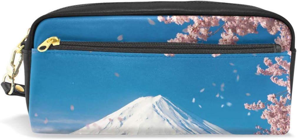 ユキオ Ukio ペンケース 男の子 女の子 おしゃれ ポーチ 大容量 Pu 革 文房具 筆箱 化粧ポーチ 桜 富士山 小学生 高校生 かわいい シャープペン 文房具 オフィス用品 Amazon