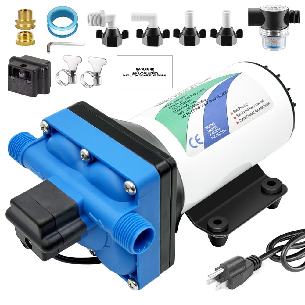 Photo 1 of YCHAOFLO 110V Electric High Pressure Water Pump with Diaphragm, Inline Water Transfer Pump, Camper Water System, On-Demand Water Pressure Booster Pump for Garden Hose & Water Pumps"