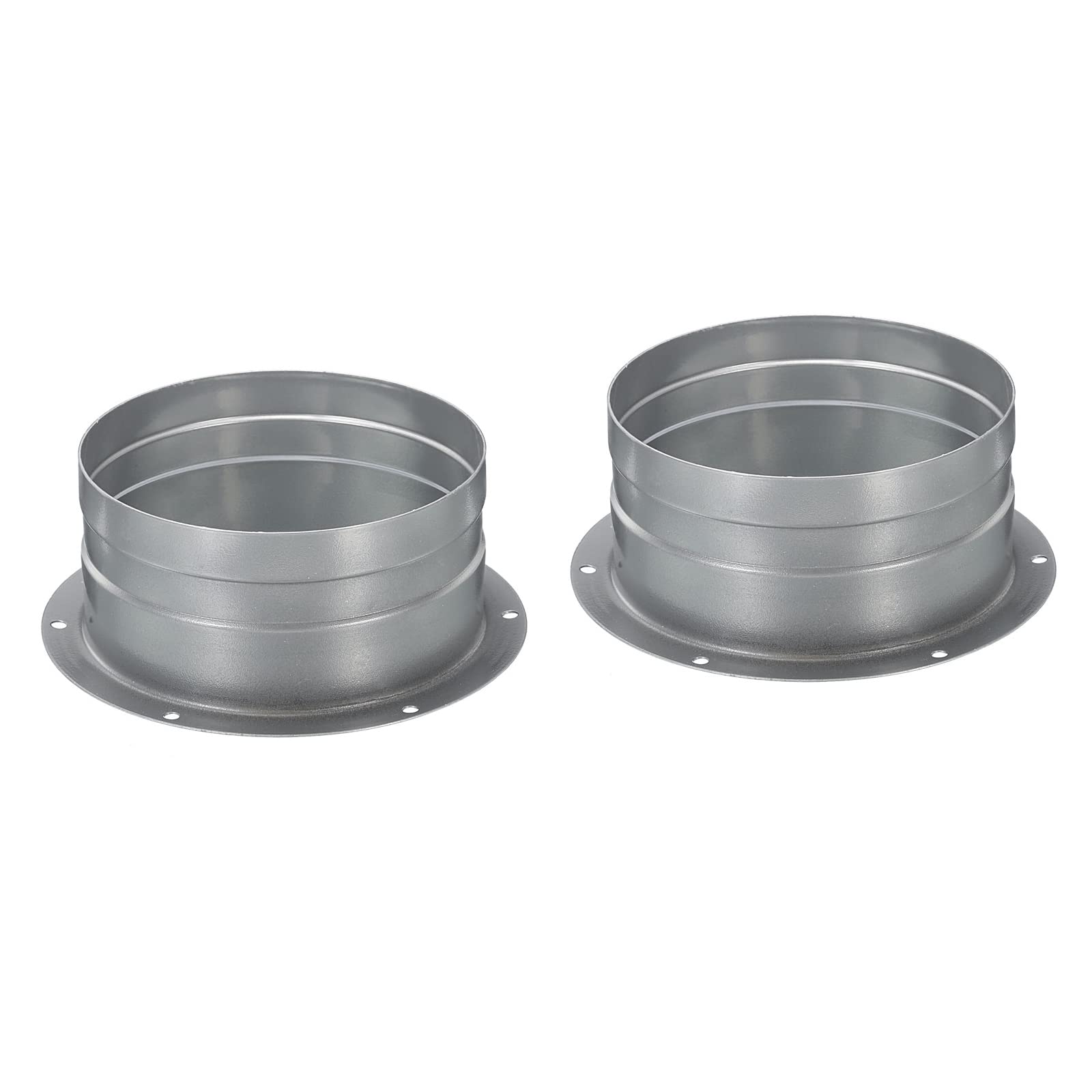 PATIKIL 5 Inch Duct Connector Flange, 2 Pack Metal Straight Pipe Exhaust Hose Flange for Heating Cooling Ventilation HVAC System
