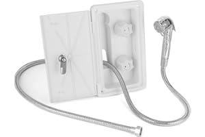 TISSTING RV Exterior Shower Box Kit Dual Valve Cold Heat Double Contro with Shower Head Hot Cold Water Switch with 1.5m Metal Hose for Boat Camper Motorhome Exterior Faucet RV Shower Tool