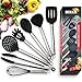 Kitchen Cooking Utensils Set (7 in 1) - Stainless Steel Kitchen Cooking Utensils - Best silicone Utensils Set - 100% eco friendly - Kitchen Utensil Kit - Cooking Kitchen Tools for Women Men (Black)