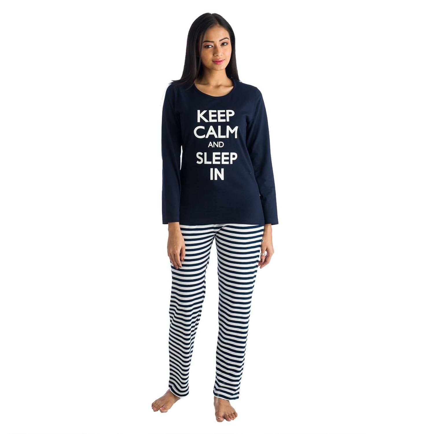nite flite women's keep calm cotton pyjama set