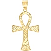 Jewels By Lux 10kt Yellow Gold Unisex Egyptian Ankh Cross Religious Charm Pendant