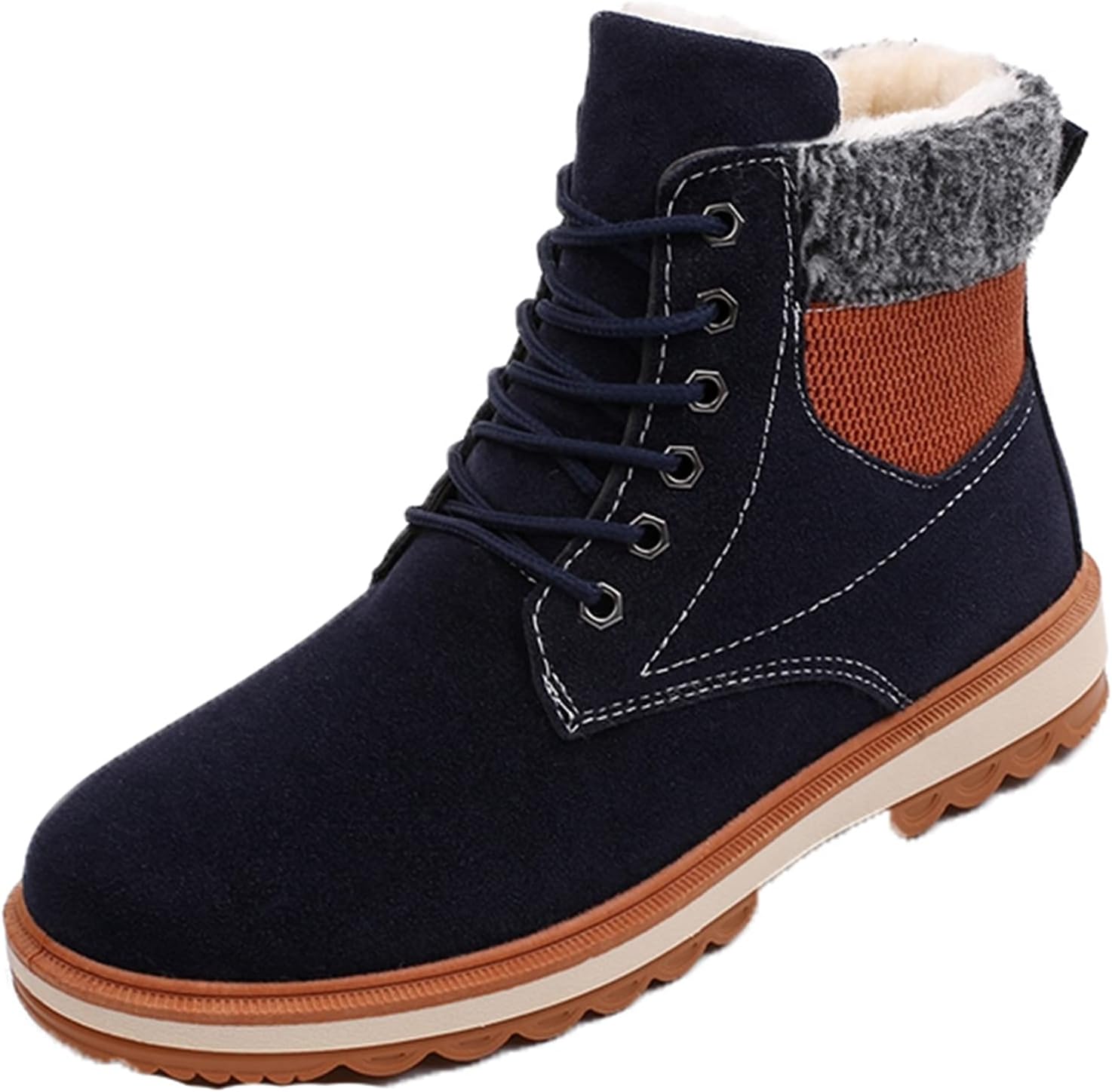 TenYas Botas de nieve para hombre, de piel de ante para invierno