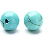 Fashewelry 50Pcs 6-6.5mm Natural Blue Howlite Round Gemstone Loose Beads Half Drilled Healing Chakra Polished Tumbled Stone Beads for Wire Wrapping Charm Jewelry Craft Making