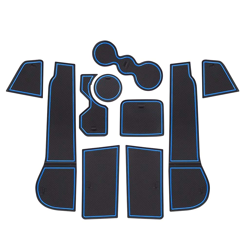 LFOTPP Compatible with V W Golf 8 MK8 GTI GTD GTE 2020-2023 Non-Slip Rubber Mats for Centre Console, Armrest Storage, Cup Holder, Door Slot, Car Interior Accessories Mat, Pack of 10 (Blue)