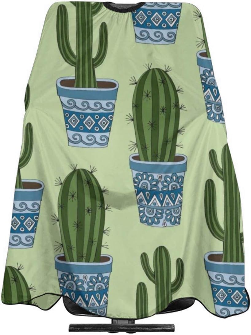 NiYoung Hair Cutting Cape Cactus Plant Green Haircut Hairdressing Cloth Apron for Makeup Artist Beautician, Hair Dye, Water-Resistant Professional Salon Cape Hair Dress Apron