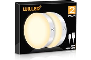 WILLED 3000K Dimmable Touch Lights, Battery Rechargeable Tap Lights, Magnet Stick on Closet Light, Portable LED Puck Night Li