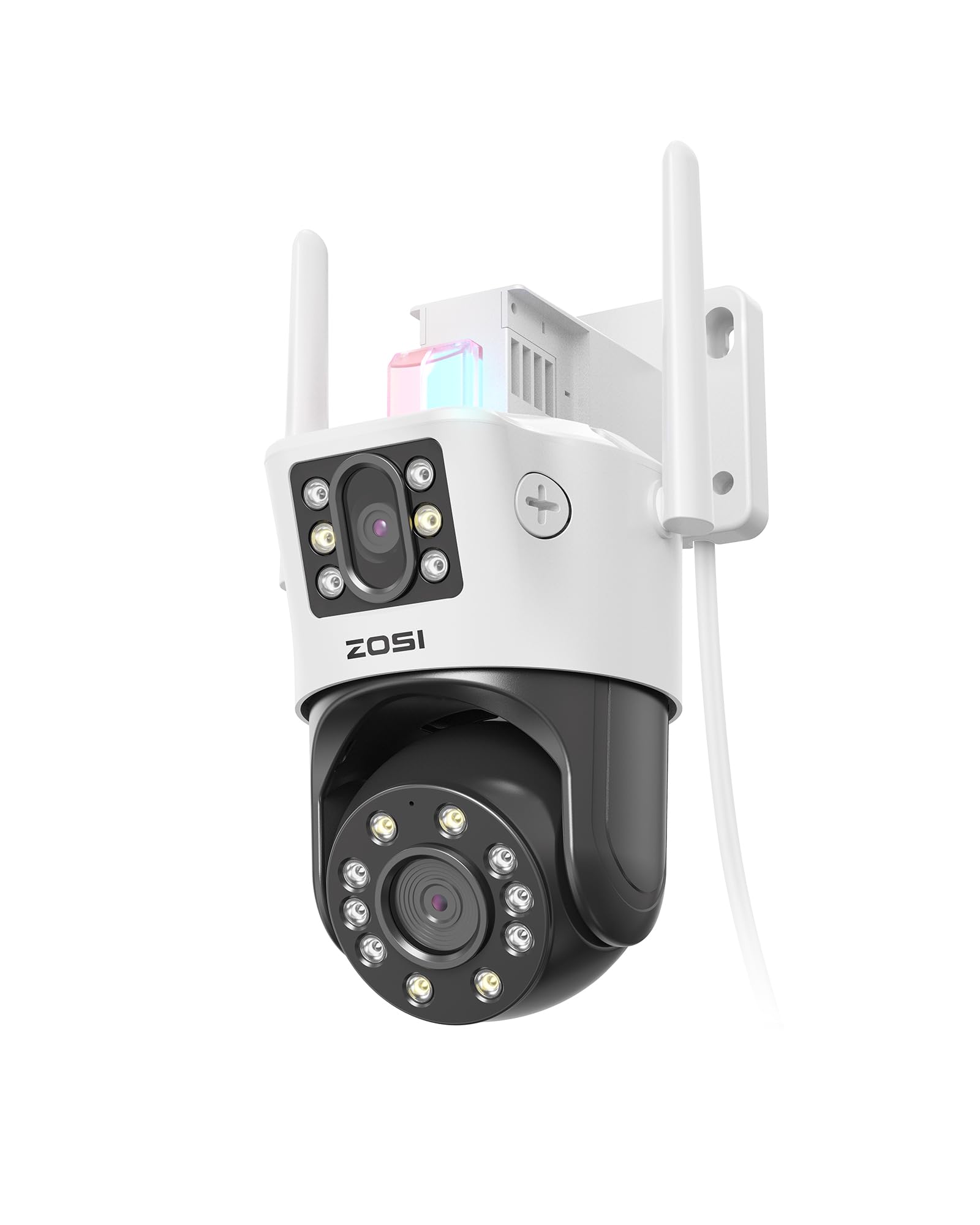 ZOSI Dual-Lens WiFi Outdoor Security Camera with 8X Hybrid Zoom, 4MP+4MP Dual View Home CCTV Camera Wireless, Auto Tracking, Person/Vehicle Detection, Color Night Vision, Spotlight Siren, C298 Max