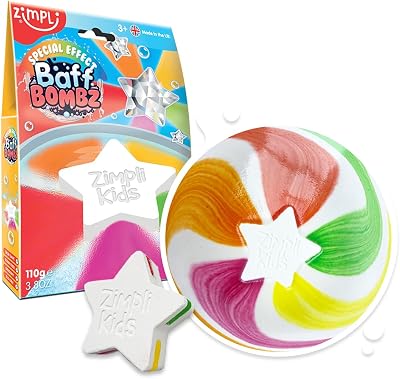 ZIMPLI Large Star Baff Bombz Bath Bomb Kids Rainbow Fizz Vegan Friendly