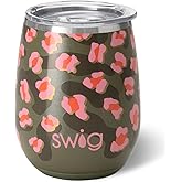 Swig Life 14oz Insulated Wine Tumbler with Lid | Discontinued Prints | Dishwasher Safe, Holds 2 Glasses, Stainless Steel Outdoor Wine Glass (On the Prowl)