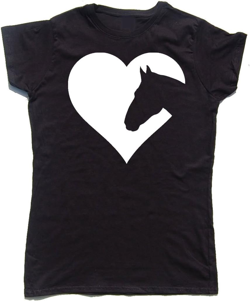 Equestrian Hoodies Heart Horses Funny Cotton Ladies Horse Riding/Hacking T-Shirt S M L XL XXL (Various Sizes and Coloursโฆ
