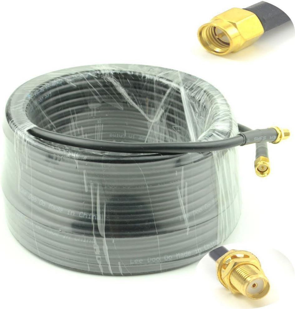 YILIANDUO SMA WiFi Antenna Extension Cable 15-Meter(49.2 Ft) SMA Male to Female 50 Ohm Low Loss RG58 Coaxial Cable for Wireless Feeder Pigtail Huawei 2G/3G/4G LTE WiFi Router(Not for TV)
